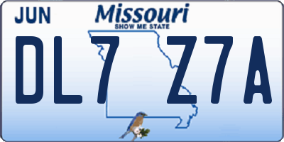 MO license plate DL7Z7A