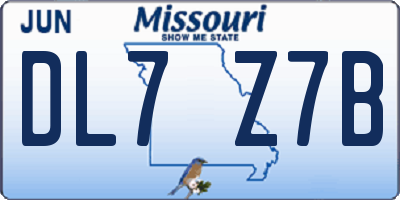 MO license plate DL7Z7B