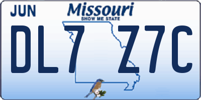 MO license plate DL7Z7C