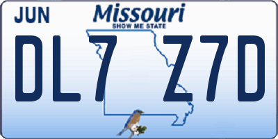 MO license plate DL7Z7D
