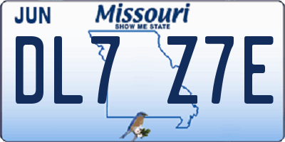 MO license plate DL7Z7E