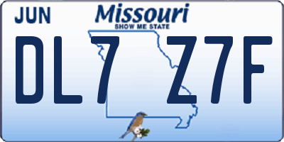 MO license plate DL7Z7F