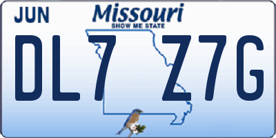 MO license plate DL7Z7G