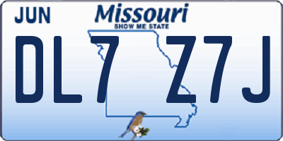 MO license plate DL7Z7J