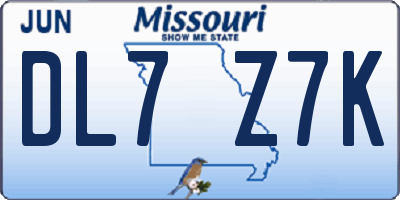 MO license plate DL7Z7K
