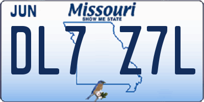 MO license plate DL7Z7L