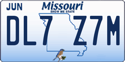 MO license plate DL7Z7M