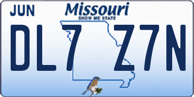 MO license plate DL7Z7N