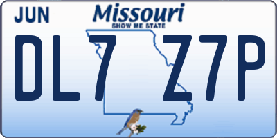 MO license plate DL7Z7P