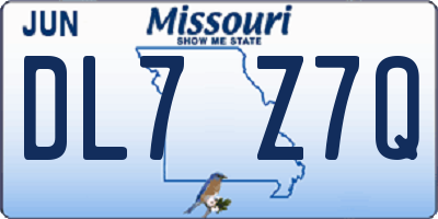 MO license plate DL7Z7Q