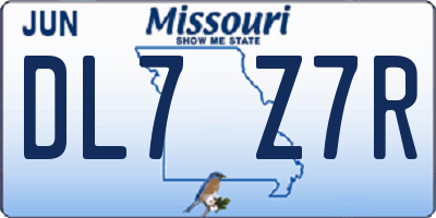 MO license plate DL7Z7R