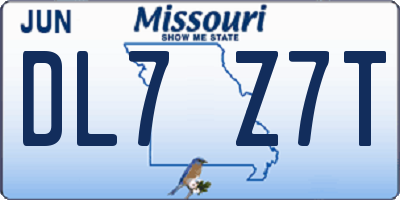 MO license plate DL7Z7T