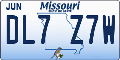 MO license plate DL7Z7W