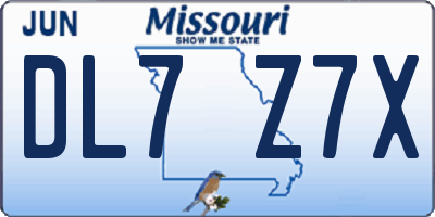 MO license plate DL7Z7X