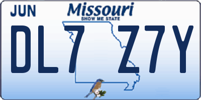 MO license plate DL7Z7Y