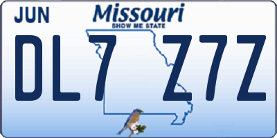 MO license plate DL7Z7Z