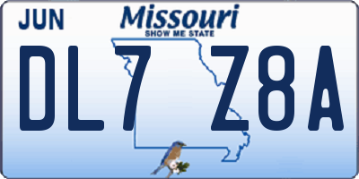 MO license plate DL7Z8A
