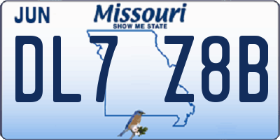 MO license plate DL7Z8B