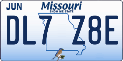 MO license plate DL7Z8E