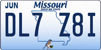 MO license plate DL7Z8I