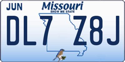 MO license plate DL7Z8J