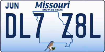 MO license plate DL7Z8L