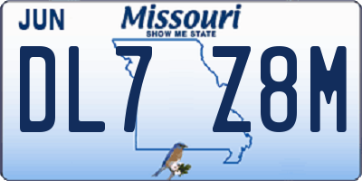 MO license plate DL7Z8M