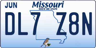 MO license plate DL7Z8N