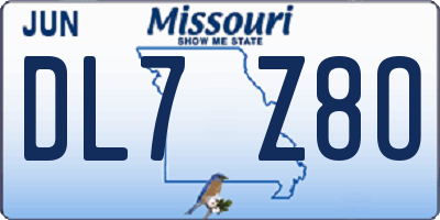 MO license plate DL7Z8O
