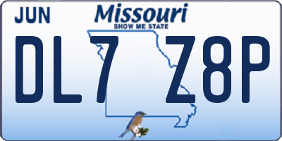 MO license plate DL7Z8P