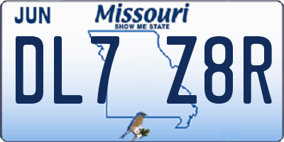 MO license plate DL7Z8R