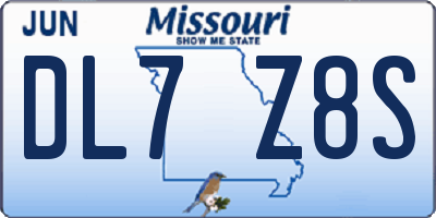 MO license plate DL7Z8S