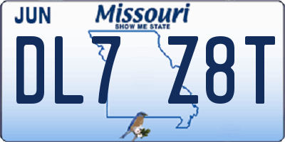 MO license plate DL7Z8T