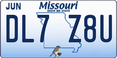 MO license plate DL7Z8U