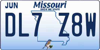 MO license plate DL7Z8W
