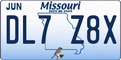 MO license plate DL7Z8X
