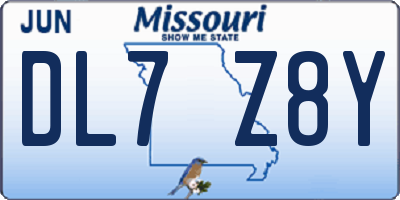 MO license plate DL7Z8Y