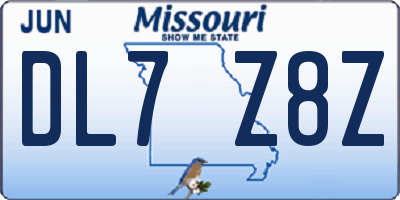 MO license plate DL7Z8Z