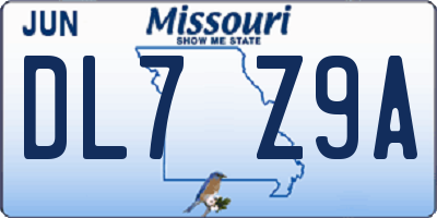 MO license plate DL7Z9A