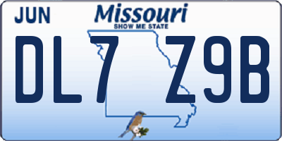 MO license plate DL7Z9B