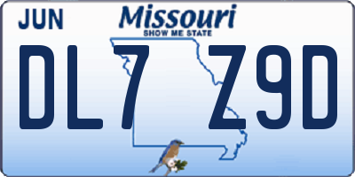 MO license plate DL7Z9D