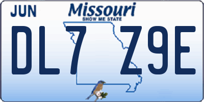 MO license plate DL7Z9E