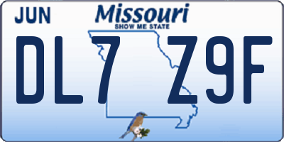 MO license plate DL7Z9F