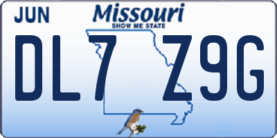 MO license plate DL7Z9G