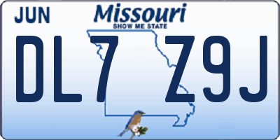 MO license plate DL7Z9J
