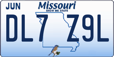MO license plate DL7Z9L
