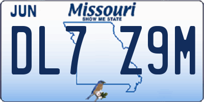MO license plate DL7Z9M