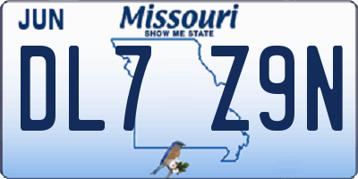 MO license plate DL7Z9N