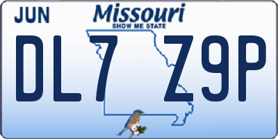 MO license plate DL7Z9P