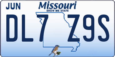 MO license plate DL7Z9S